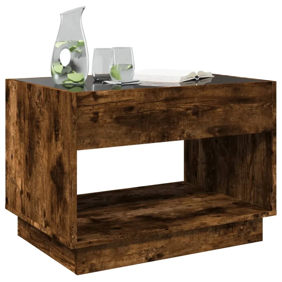 Table basse avec LED infini chêne fumé 70x50x50 cm - 4