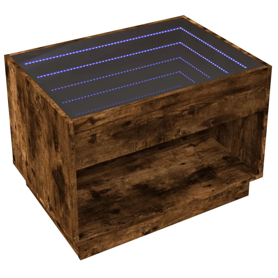 Table basse avec LED infini chêne fumé 70x50x50 cm - 5