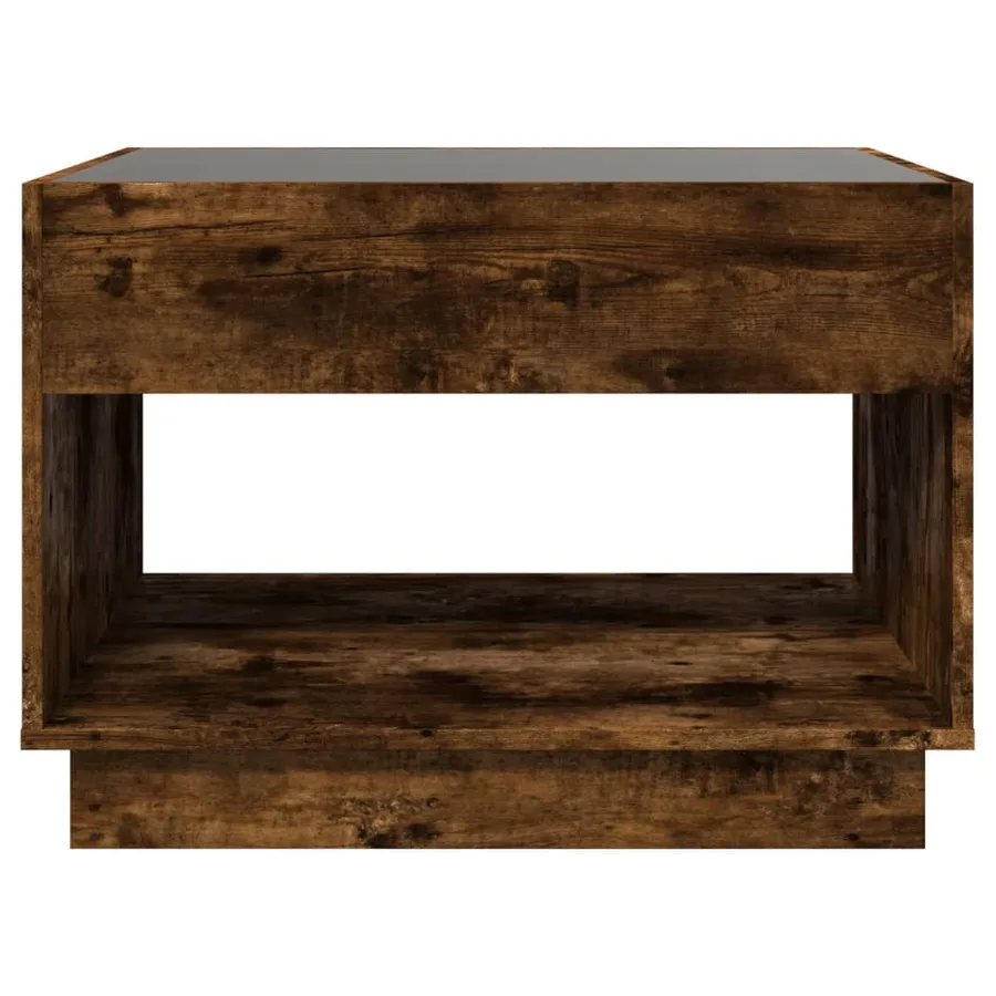 Table basse avec LED infini chêne fumé 70x50x50 cm - 6