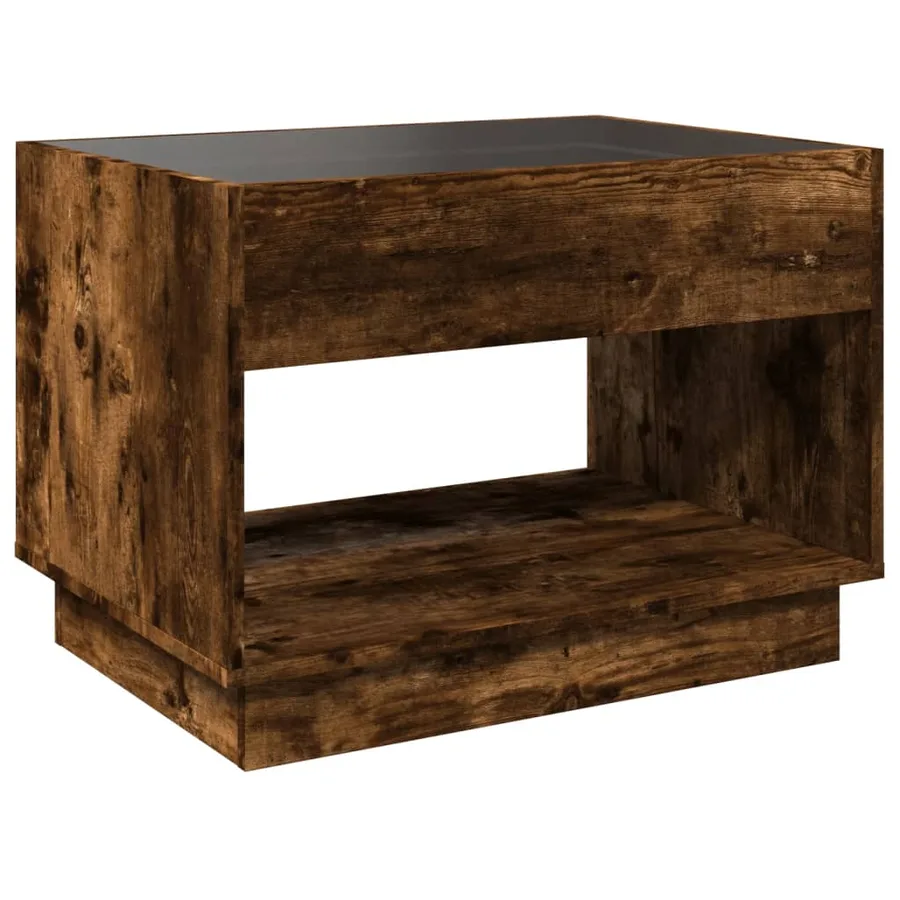 Table basse avec LED infini chêne fumé 70x50x50 cm - 8