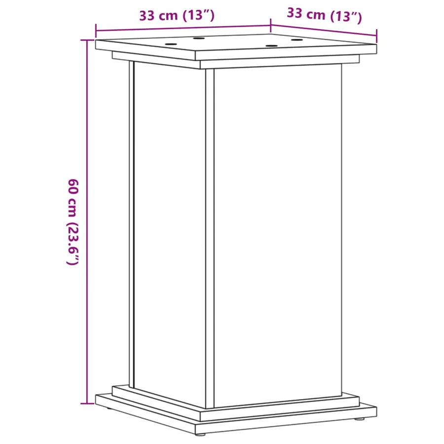 Support pour plantes vieux bois 33x33x60 cm bois d'ingénierie - 9