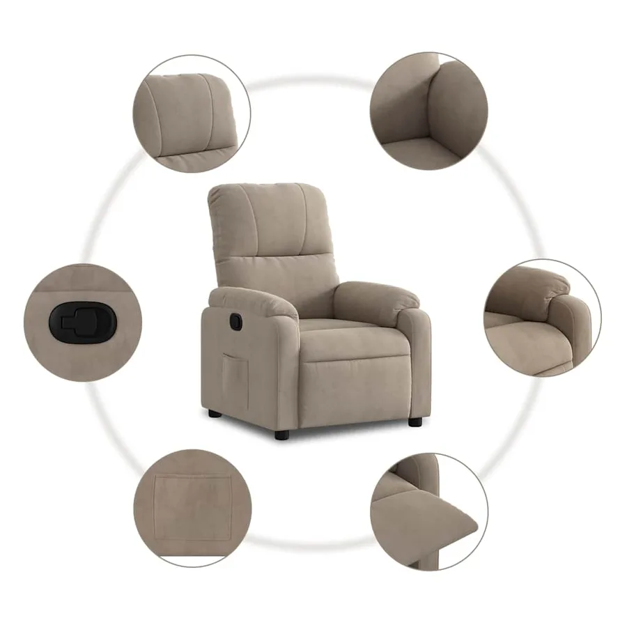Fauteuil inclinable taupe tissu microfibre - 5