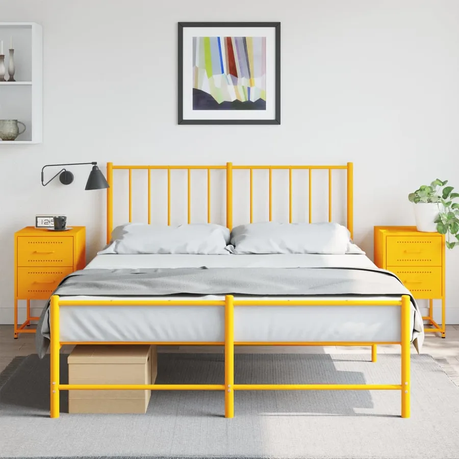 Tables de chevet 2 pcs jaune moutarde 36x39x60,5 cm acier - 3