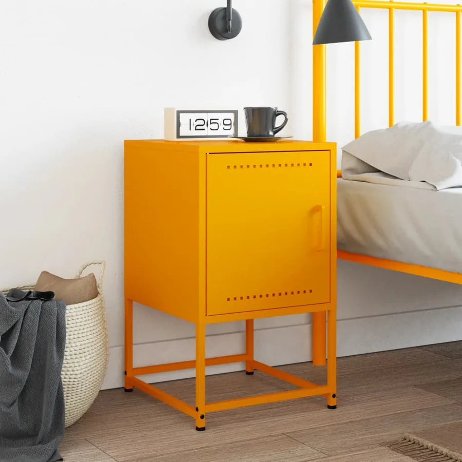 Table de chevet jaune moutarde 36x39x60,5 cm acier - 3