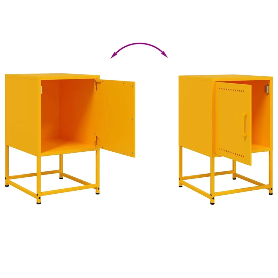 Table de chevet jaune moutarde 36x39x60,5 cm acier - 9