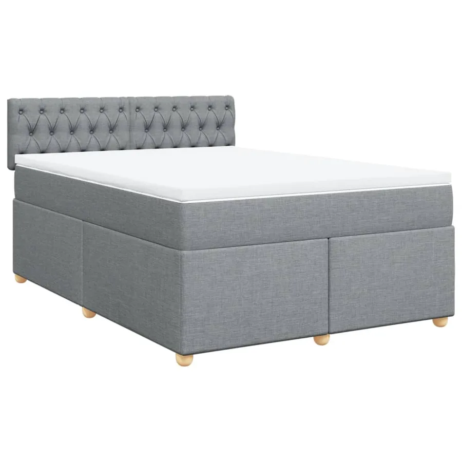 Sommier à lattes de lit avec matelas Gris clair 140x190cm Tissu - 3
