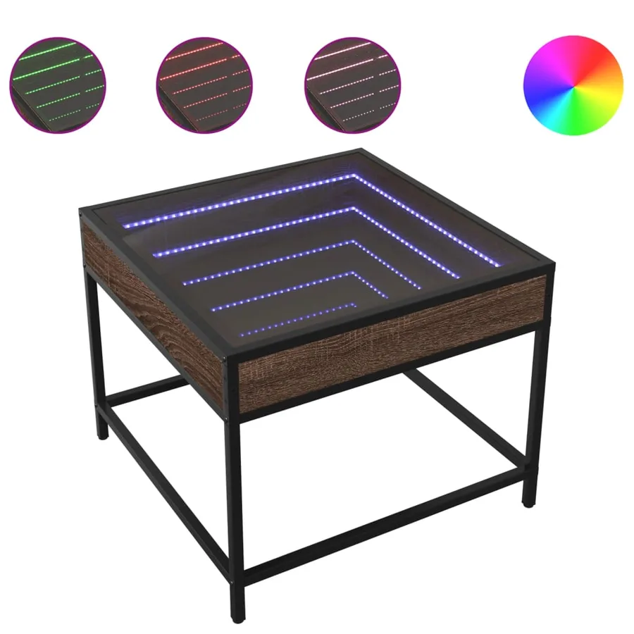 Table basse avec LED Infinity chêne marron 50x50x41 cm - 2