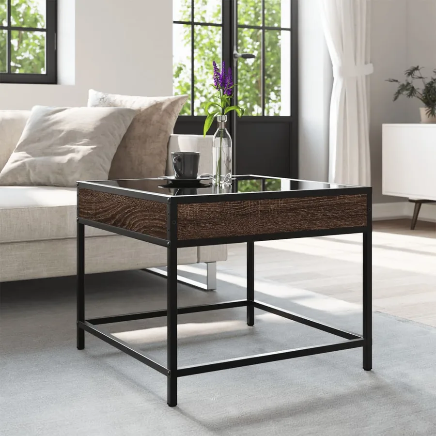 Table basse avec LED Infinity chêne marron 50x50x41 cm - 4