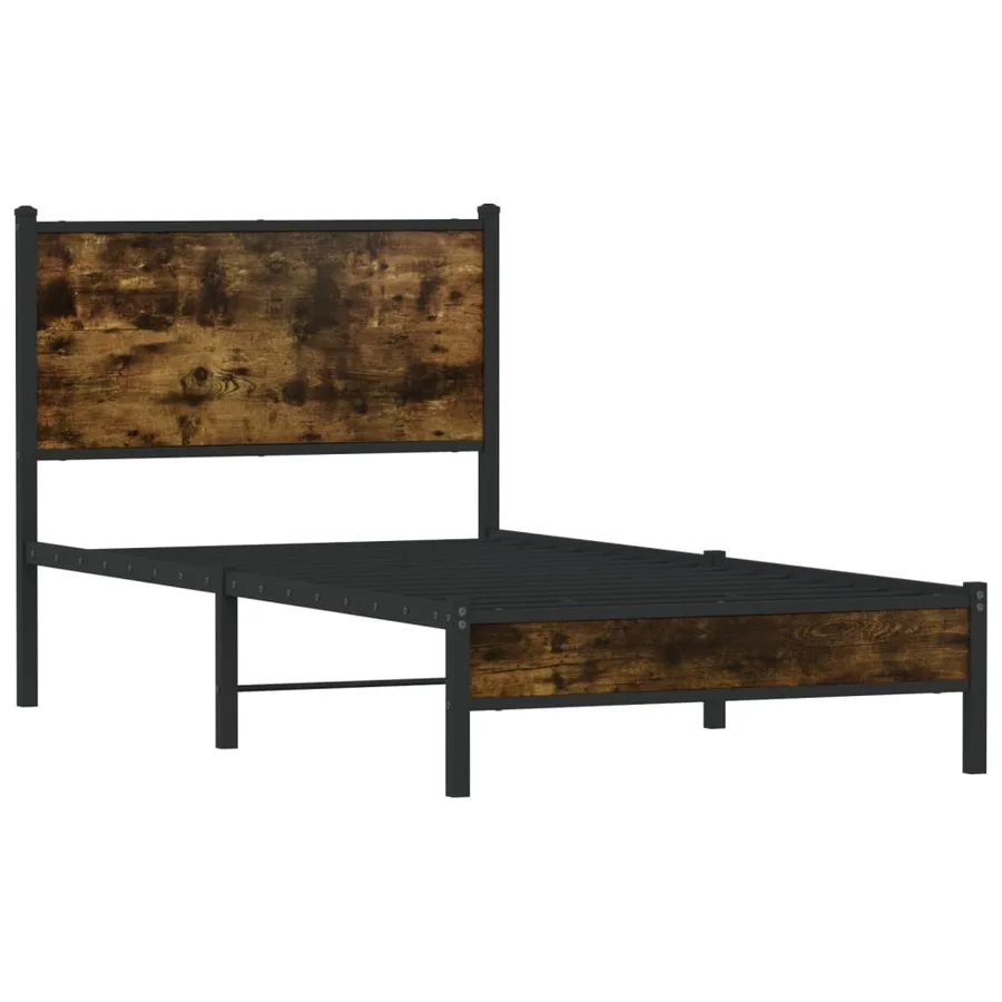 Cadre de lit en métal sans matelas chêne fumé 75x190 cm - 3