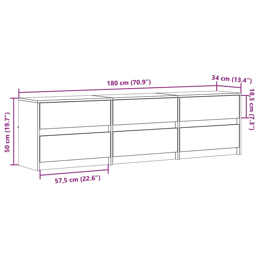 Meuble TV avec LED gris béton 180x34x50 cm bois d'ingénierie - 14