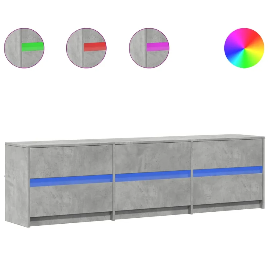 Meuble TV avec LED gris béton 180x34x50 cm bois d'ingénierie - 2