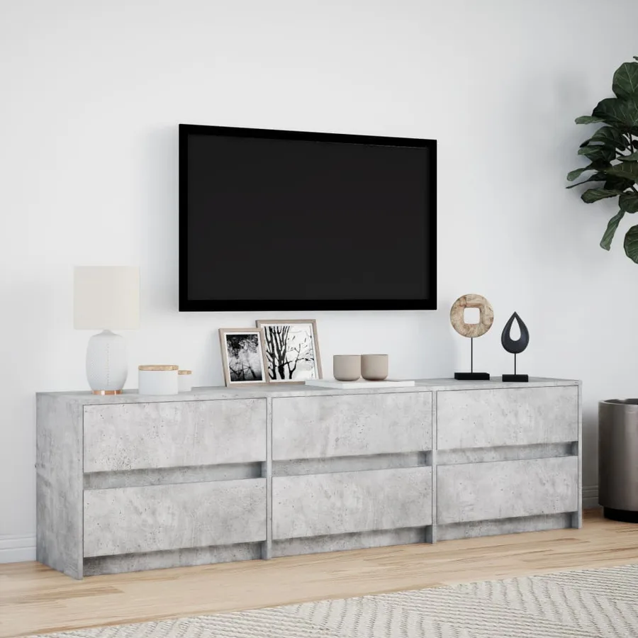 Meuble TV avec LED gris béton 180x34x50 cm bois d'ingénierie - 3