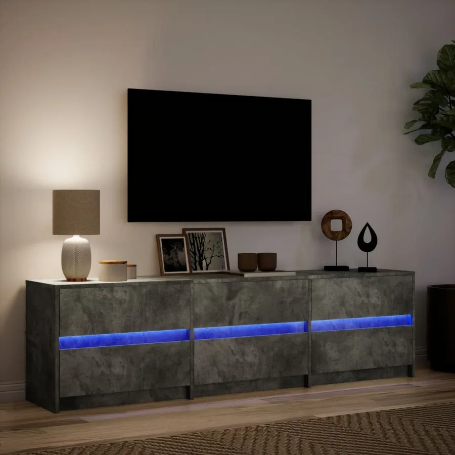 Meuble TV avec LED gris béton 180x34x50 cm bois d'ingénierie - 4