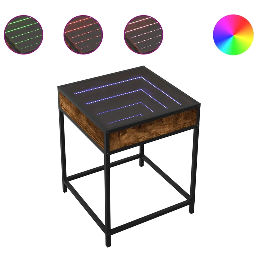 Table basse avec LED Infinity chêne fumé 40x40x51 cm - 2