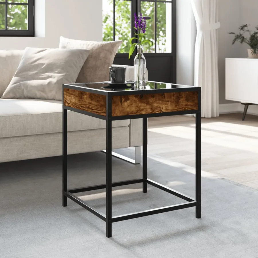 Table basse avec LED Infinity chêne fumé 40x40x51 cm - 4
