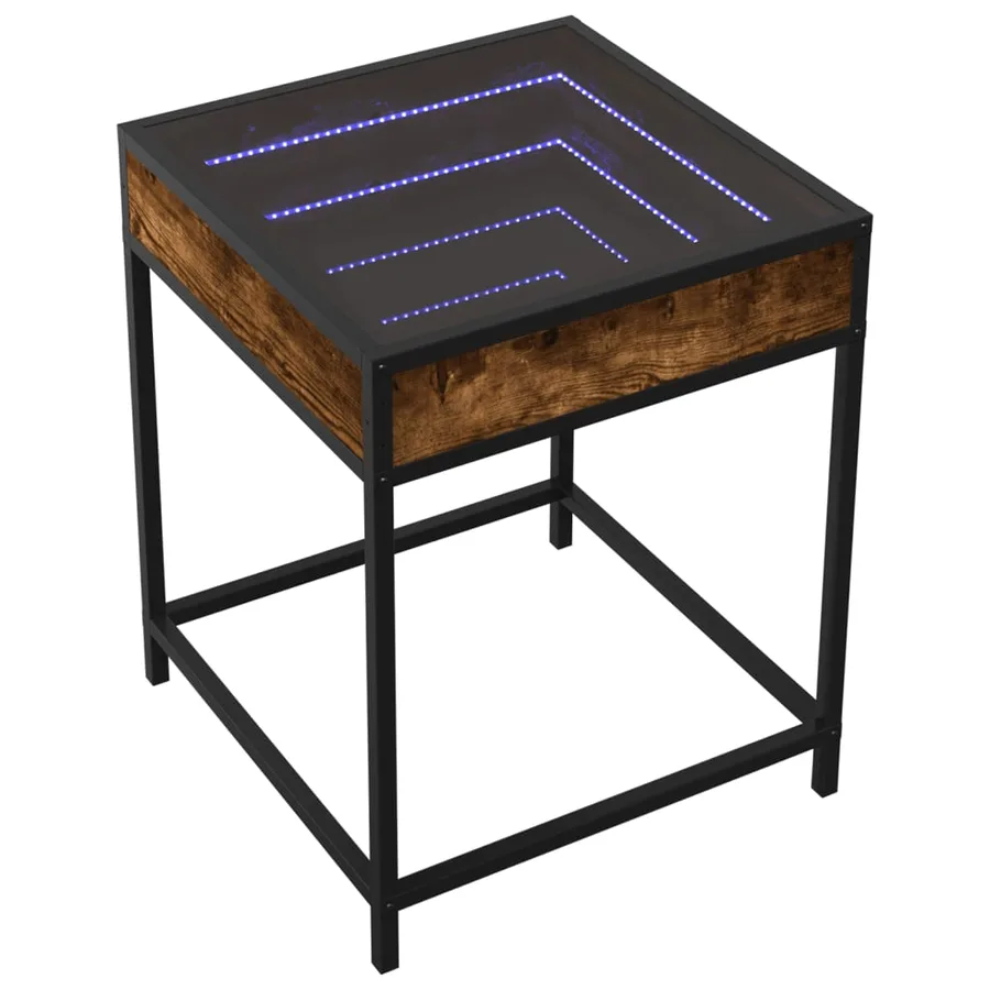 Table de chevet avec LED infini chêne fumé 40x40x51 cm - 3