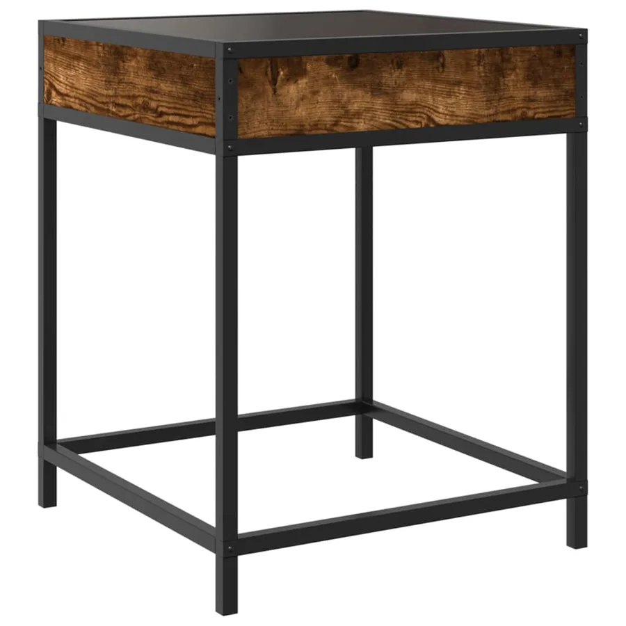 Table de chevet avec LED infini chêne fumé 40x40x51 cm - 8