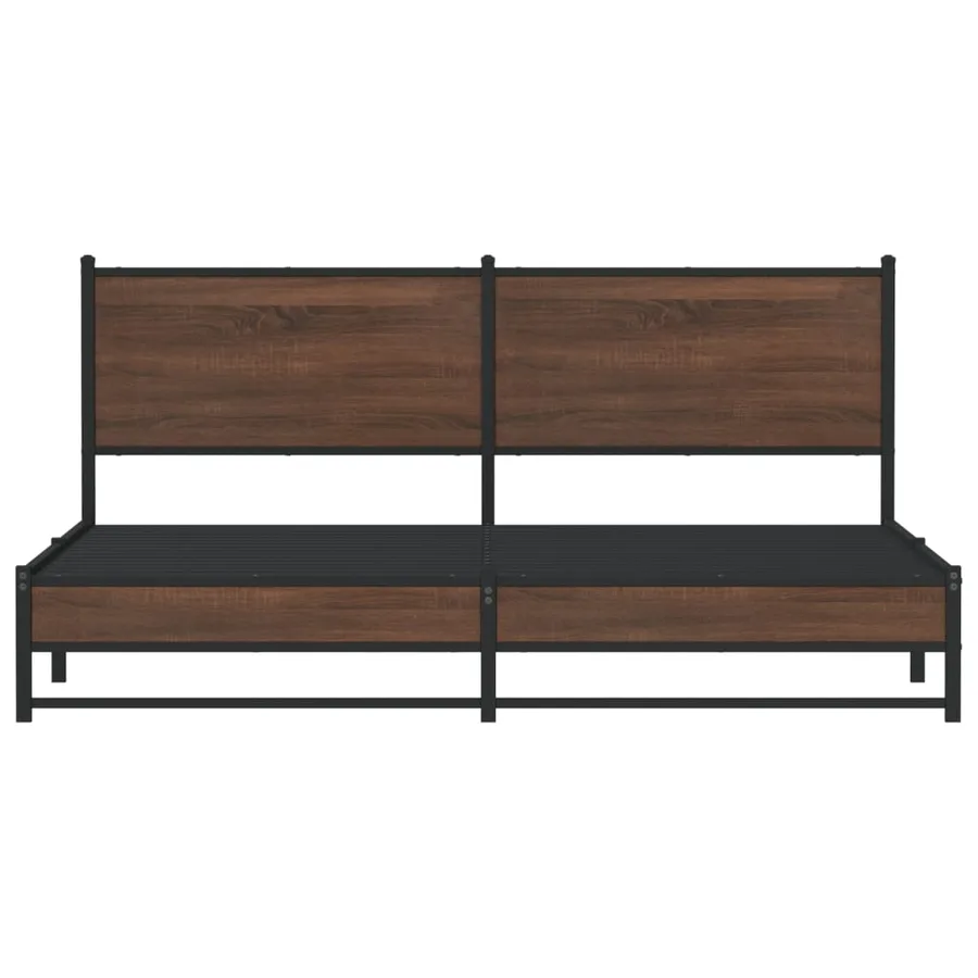 Cadre de lit en métal sans matelas chêne marron 160x200 cm - 5