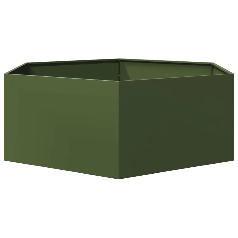 Jardinière vert olive hexagone 138x120x45 cm acier - 5