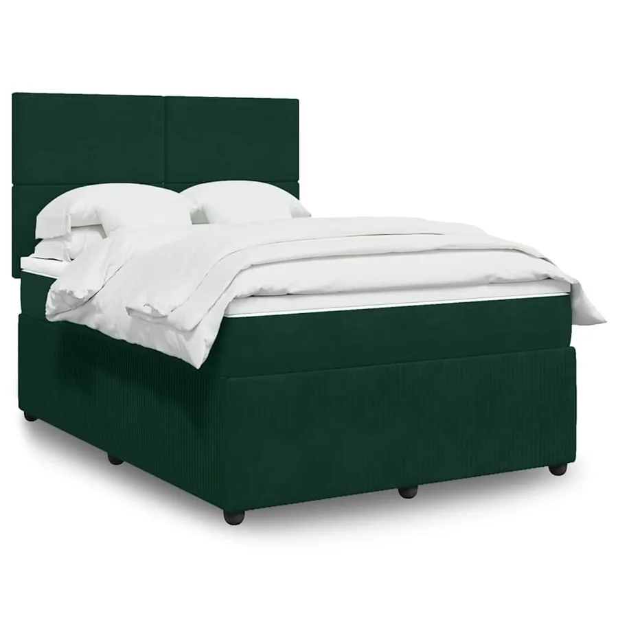 Sommier à lattes de lit et matelas Vert foncé 140x190cm Velours