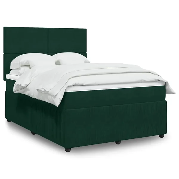 Sommier à lattes de lit et matelas Vert foncé 140x190cm Velours