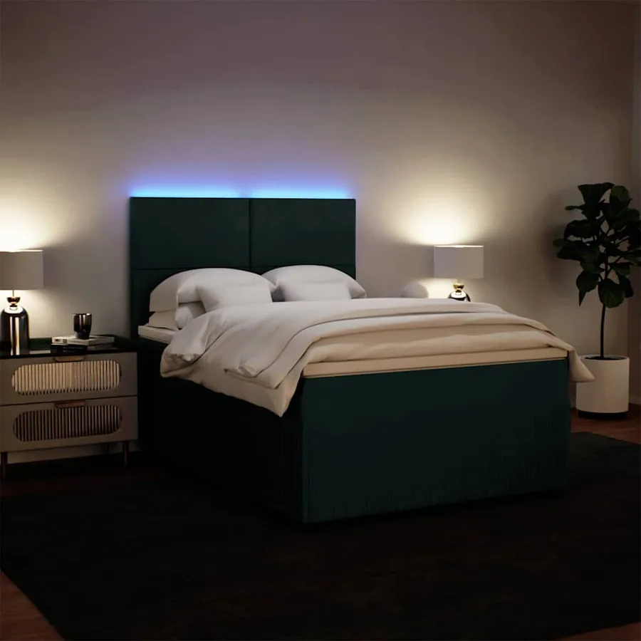 Sommier à lattes de lit et matelas Vert foncé 140x190cm Velours - 4