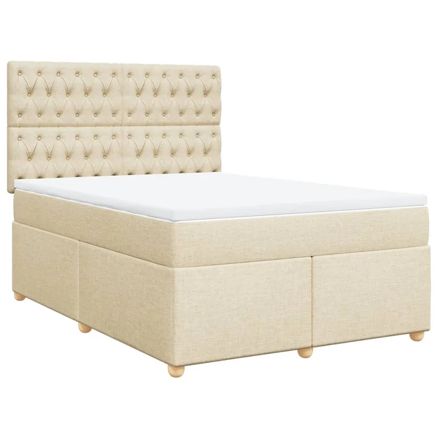Sommier à lattes de lit avec matelas Crème 140x190 cm Tissu - 2