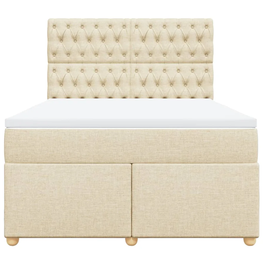 Sommier à lattes de lit avec matelas Crème 140x190 cm Tissu - 4