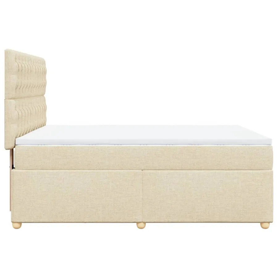 Sommier à lattes de lit avec matelas Crème 140x190 cm Tissu - 5