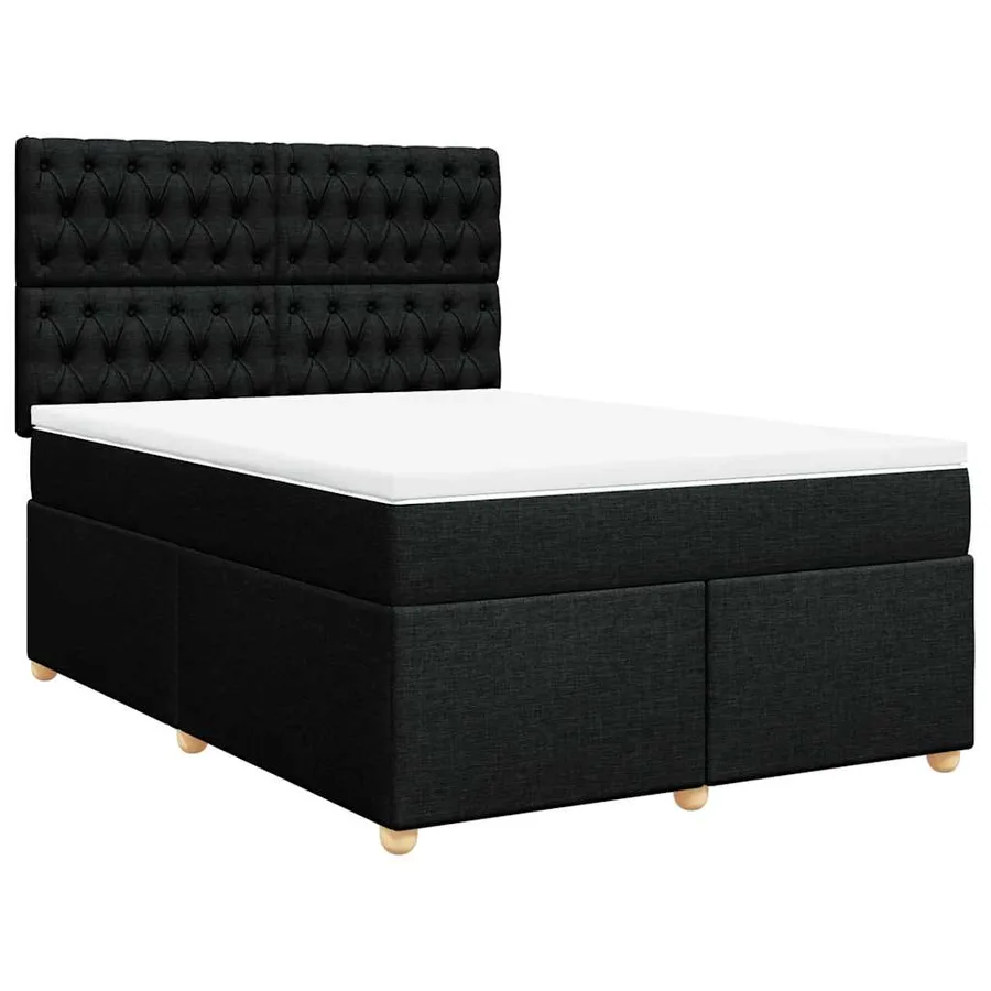Sommier à lattes de lit avec matelas Noir 160x200 cm Tissu - 3
