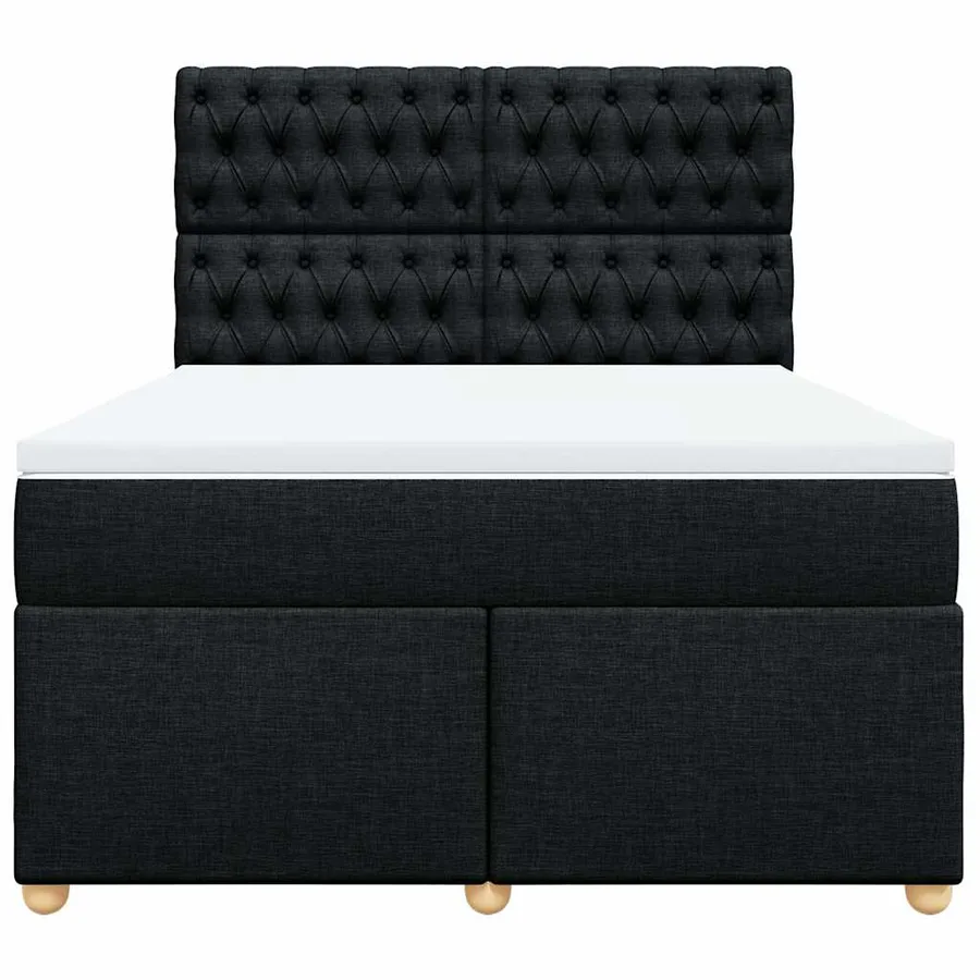 Sommier à lattes de lit avec matelas Noir 160x200 cm Tissu - 6