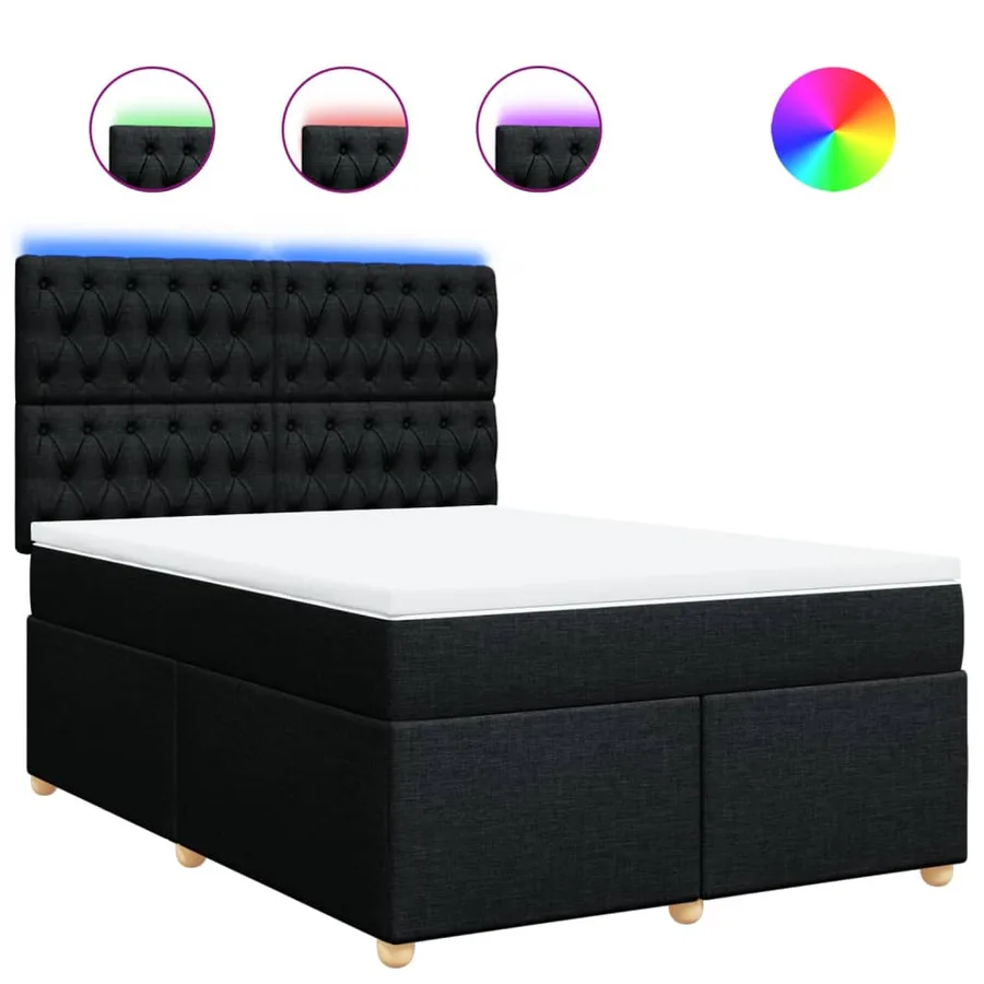 Sommier à lattes de lit avec matelas Noir 140x190 cm Tissu - 2