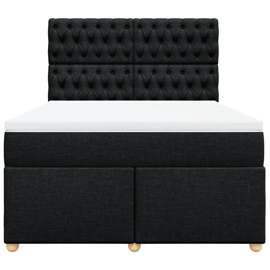 Sommier à lattes de lit avec matelas Noir 140x190 cm Tissu - 6