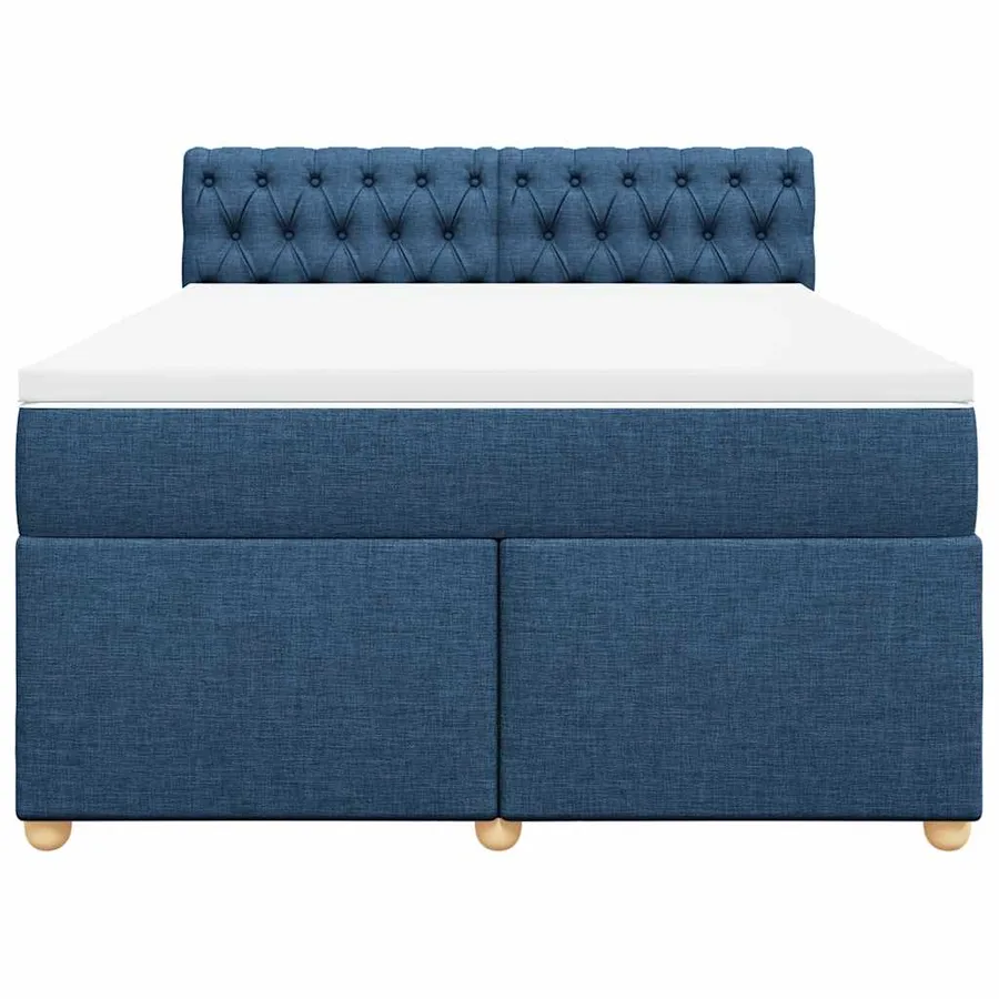 Sommier à lattes de lit avec matelas Bleu 140x190 cm Tissu - 4
