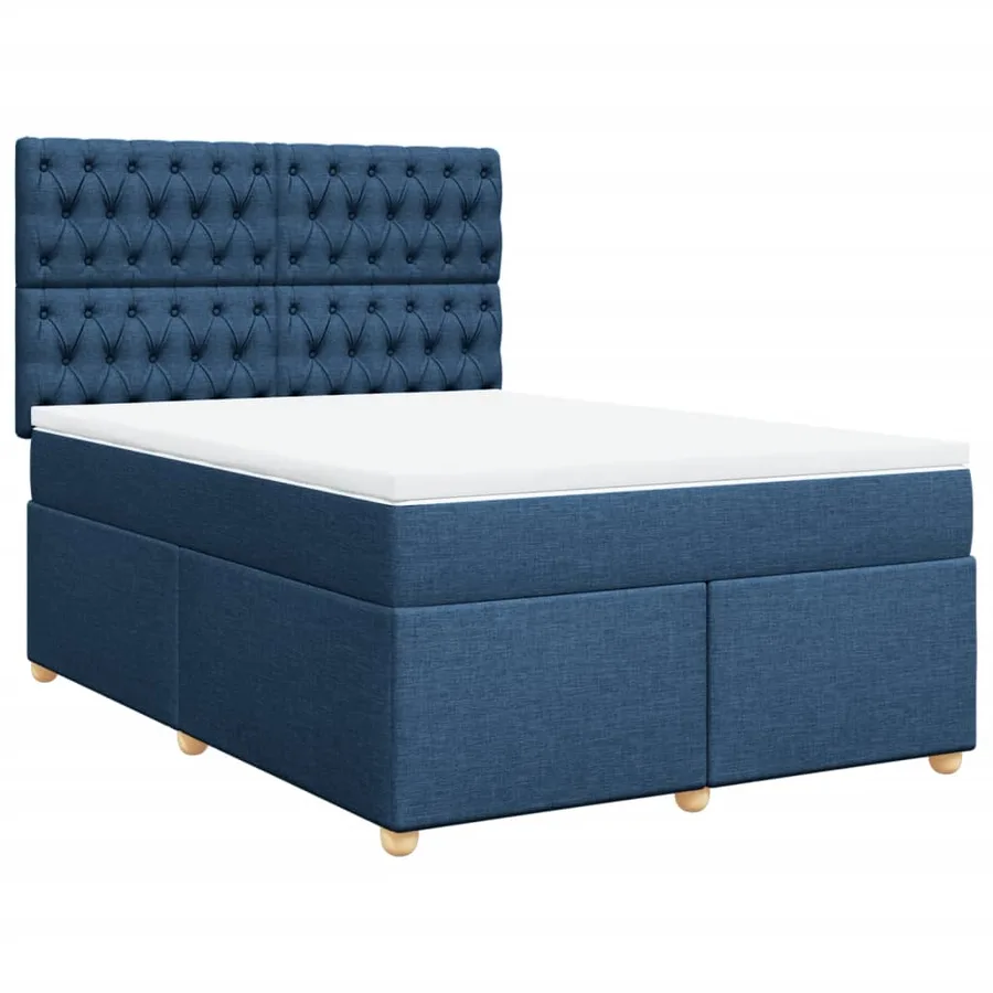 Sommier à lattes de lit avec matelas Bleu 140x200 cm Tissu - 2