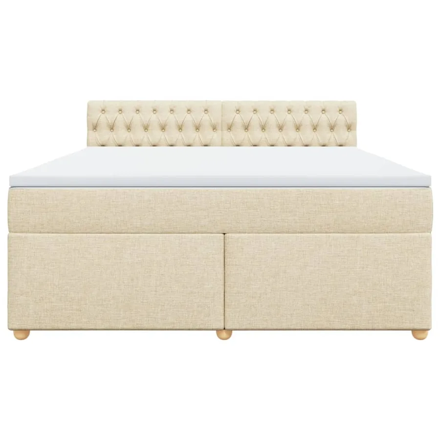 Sommier à lattes de lit avec matelas Crème 180x200 cm Tissu - 4