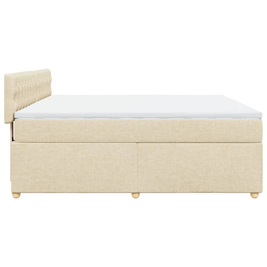 Sommier à lattes de lit avec matelas Crème 180x200 cm Tissu - 5