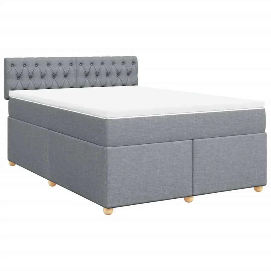 Sommier à lattes de lit avec matelas Gris clair 160x200cm Tissu - 2