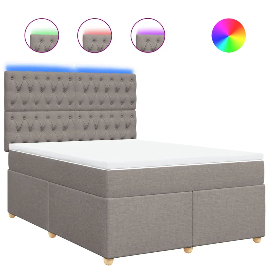 Sommier à lattes de lit avec matelas Taupe 140x200 cm Tissu - 2
