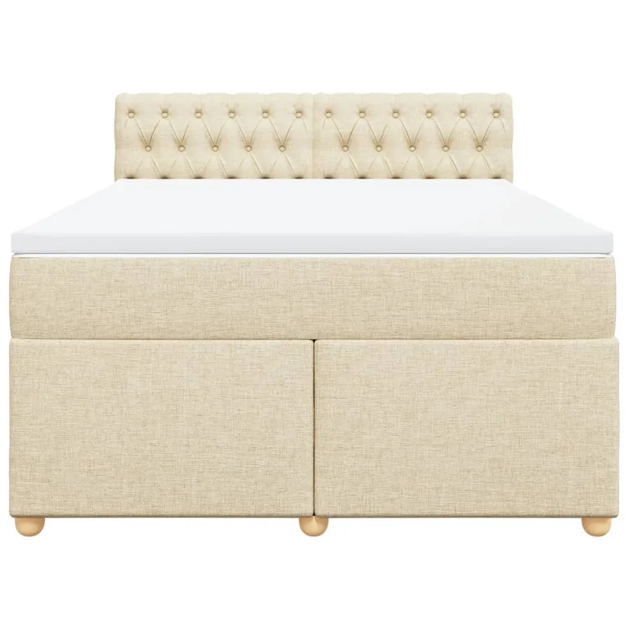 Sommier à lattes de lit avec matelas Crème 140x200 cm Tissu - 6