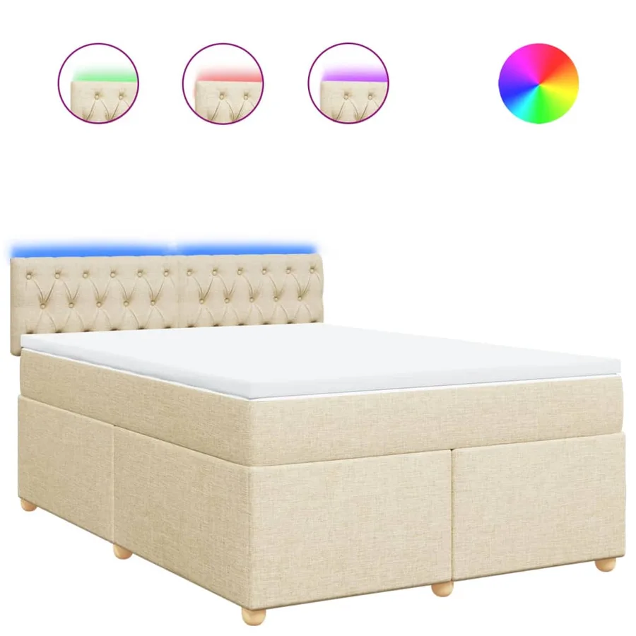 Sommier à lattes de lit avec matelas Crème 160x200 cm Tissu - 2