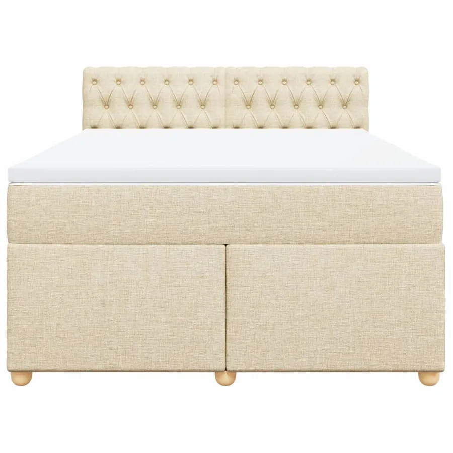 Sommier à lattes de lit avec matelas Crème 160x200 cm Tissu - 6