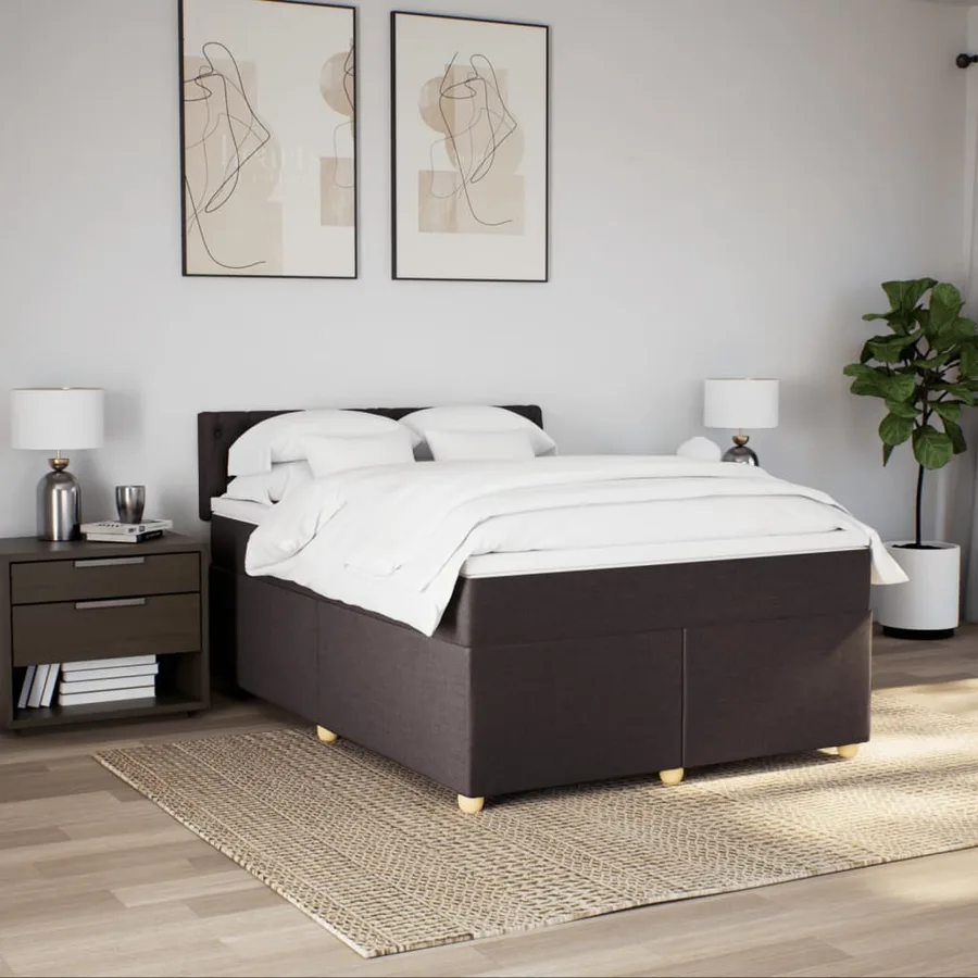 Sommier à lattes de lit avec matelas Marron foncé 160x200 cm - 4