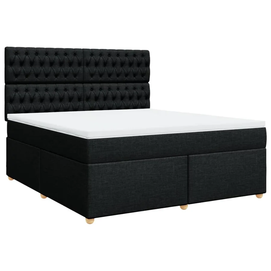 Sommier à lattes de lit avec matelas Noir 180x200 cm Tissu - 2