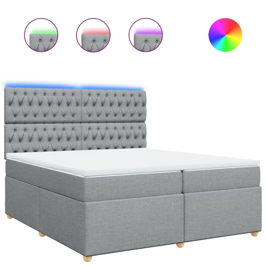 Sommier à lattes de lit avec matelas Gris clair 200x200cm Tissu - 2