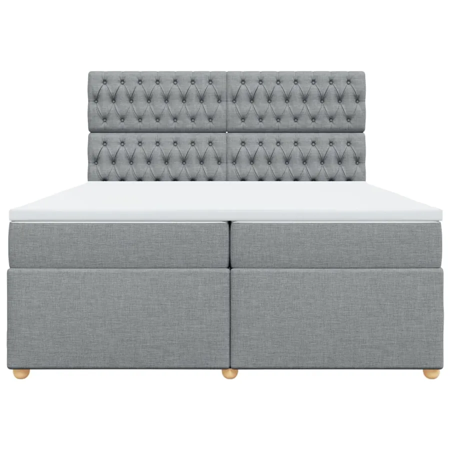 Sommier à lattes de lit avec matelas Gris clair 200x200cm Tissu - 6