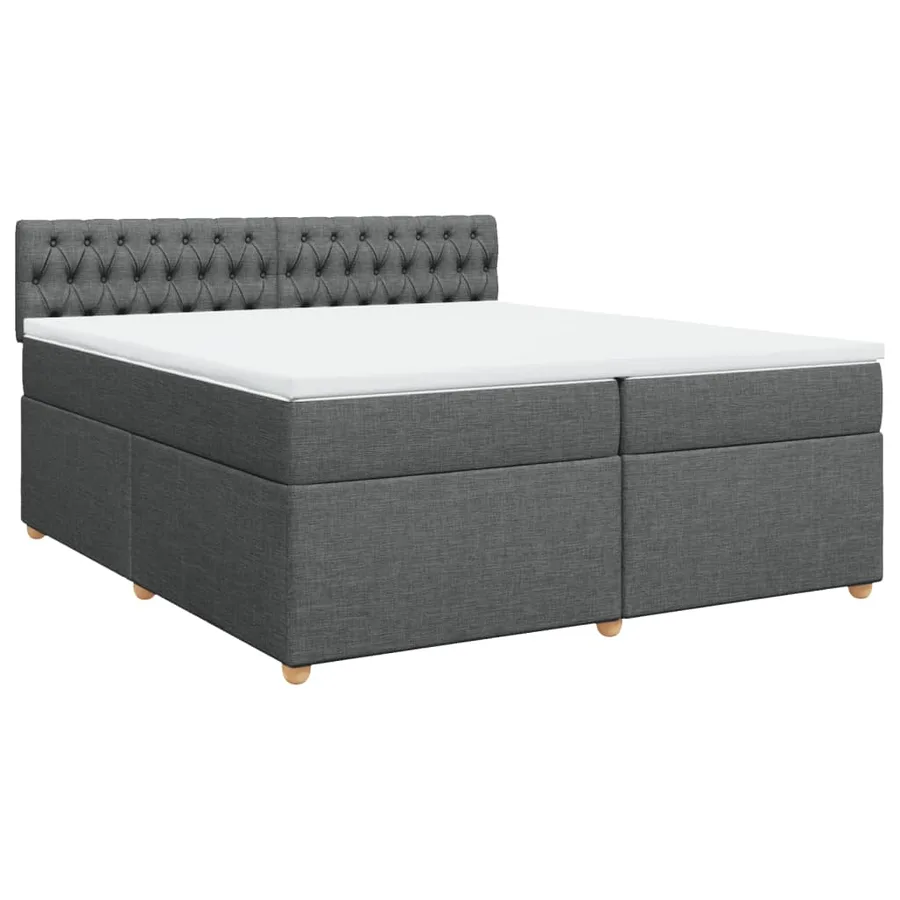 Sommier à lattes de lit avec matelas Gris foncé 200x200cm Tissu - 3