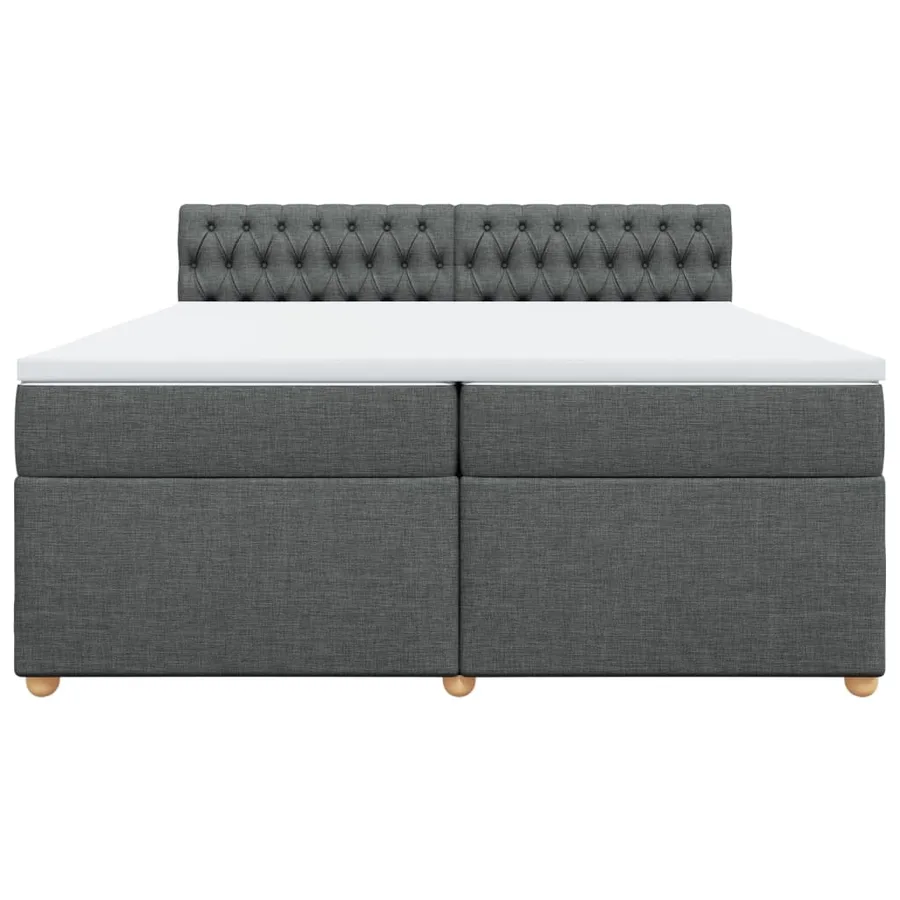 Sommier à lattes de lit avec matelas Gris foncé 200x200cm Tissu - 6