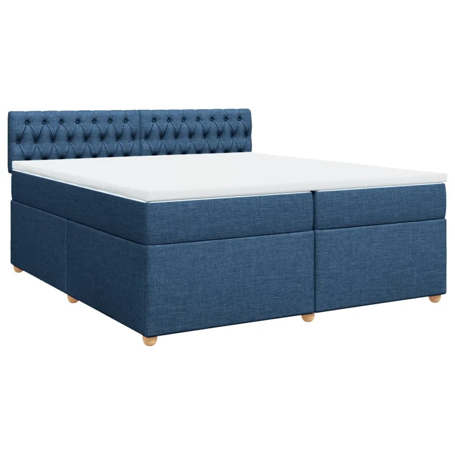 Sommier à lattes de lit avec matelas Bleu 200x200 cm Tissu - 2