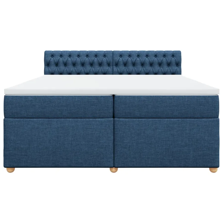 Sommier à lattes de lit avec matelas Bleu 200x200 cm Tissu - 4